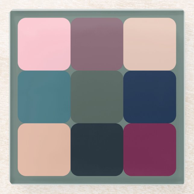 Farbige Kuben Glasuntersetzer (Vorderseite)