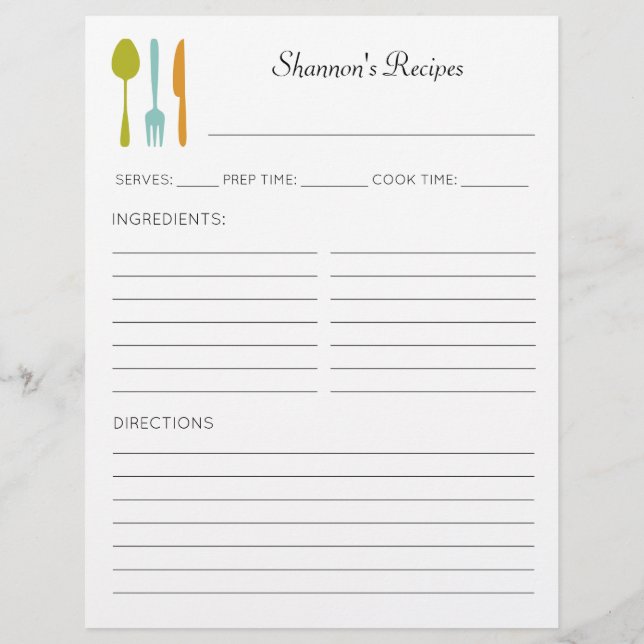 Farbige Küche Utensils Personalisierte Rezeption Flyer (Hinten)