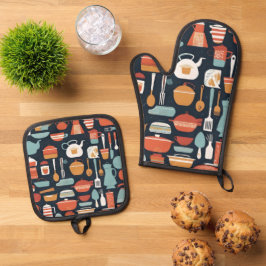 Farbige Küchengeräte und -accessoires Ofenhandschuh & Topflappen-Set