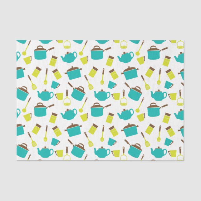 Farbige Küchenutensilien, Decoupage Seidenpapier (Vorderseite)