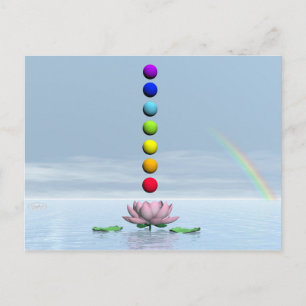 Farbige Kugeln für Chakren auf schöner Lilie f Postkarte