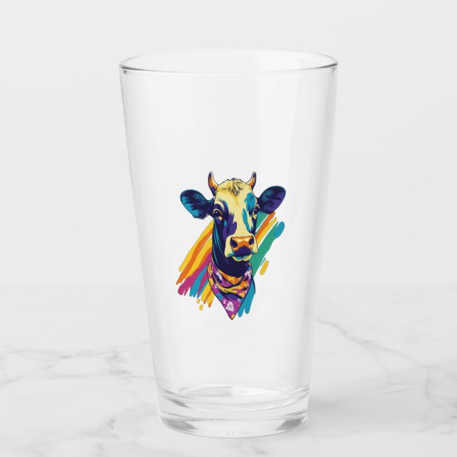 Farbige Kuh-PNG, Rainbow-Kuh-Design-PNG Glas (Vorderseite)