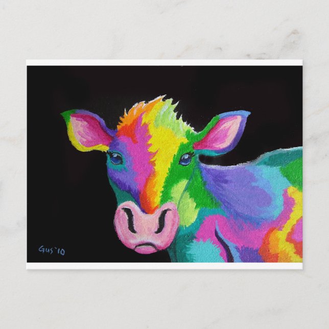 farbige Kuh Postkarte (Vorderseite)