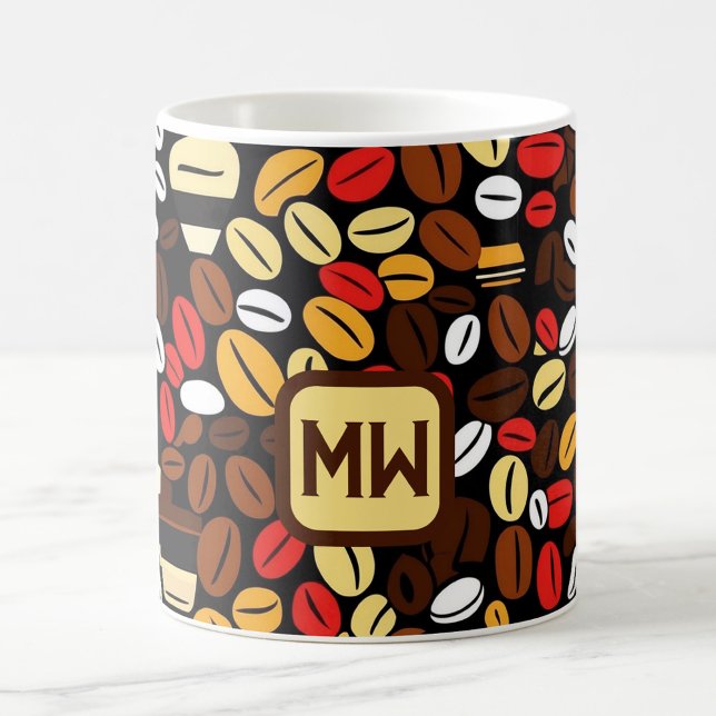 Farbige, kühne Kaffeebohnen mit großen Monogramm Kaffeetasse (Von Creator hochgeladen)