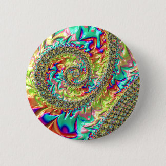 Farbige Kühne Lebendige Groovy Trippy Fraktal Spir Button