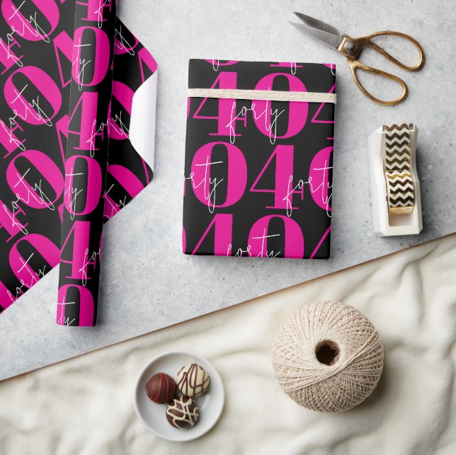 Farbige kühne rosa 40. Geburtstag  Geschenkpapier (Kunsthandwerk)