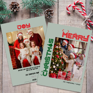 Farbige, kühne Weihnachtsfamilien Fotos Weihnachts Feiertagskarte