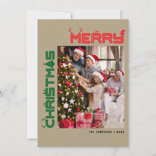 Farbige, kühne Weihnachtsfamilien Fotos Weihnachts Feiertagskarte