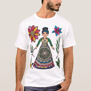 Farbige Kunst – Boho spirituelles Blumenmuster-Des T-Shirt
