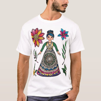 Farbige Kunst – Boho spirituelles Blumenmuster-Des T-Shirt