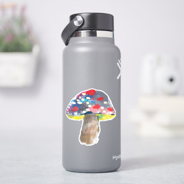 Farbige künstlerische Pilzdarstellung Aufkleber (HydroFlask)