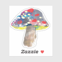 Farbige künstlerische Pilzdarstellung Aufkleber