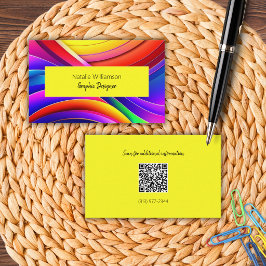Farbige künstlerische Regenbogen mit QR-Code Visitenkarte