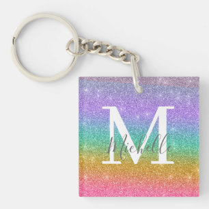 Farbige künstliche Glitter personalisierte Monogra Schlüsselanhänger