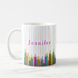 Farbige Kunststifte - individuelle Tasse zurück zu