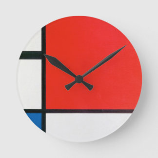 Farbige Kunstwanduhr, Vintage Piet Mondrian Runde Wanduhr