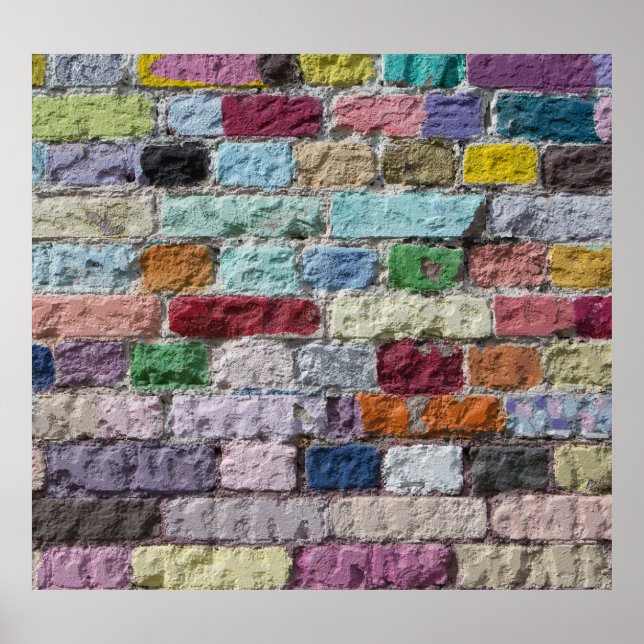 Farbige, lackierte Ziegelwand Textur Poster (Vorne)