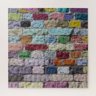 Farbige, lackierte Ziegelwand Textur Puzzle