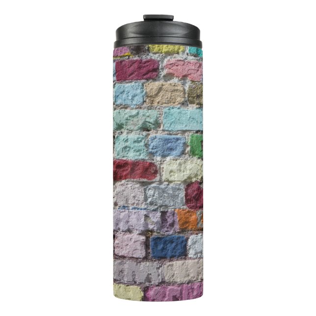 Farbige, lackierte Ziegelwand Textur Thermosbecher (Vorderseite)