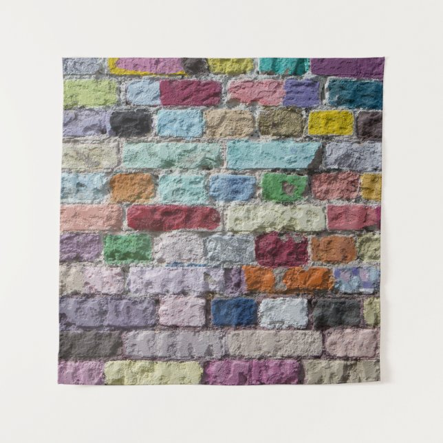 Farbige, lackierte Ziegelwand Textur Wandteppich (Vorderseite)