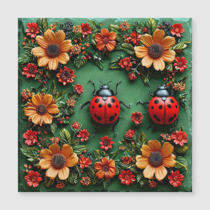 Farbige Ladybugs Magnetkarte