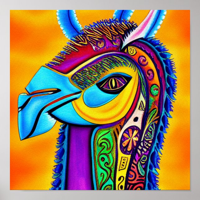 Farbige Lama   Poster (Vorne)