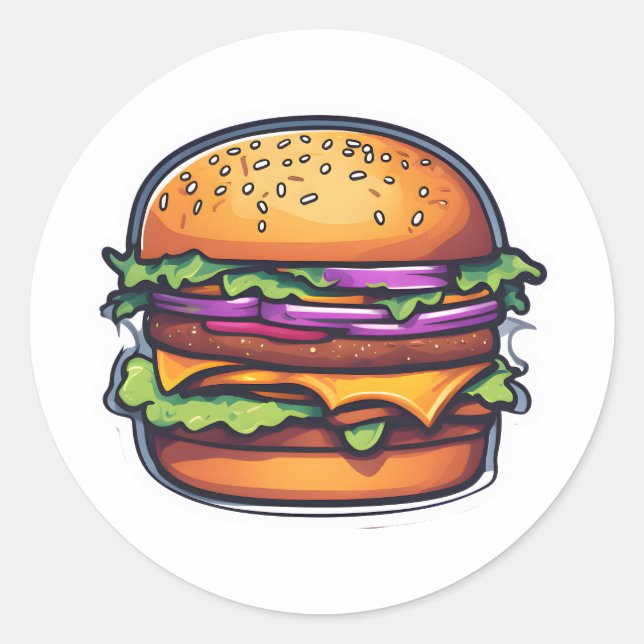 Farbige Layered Burgers Bursting Flavours 005 Runder Aufkleber (Vorderseite)