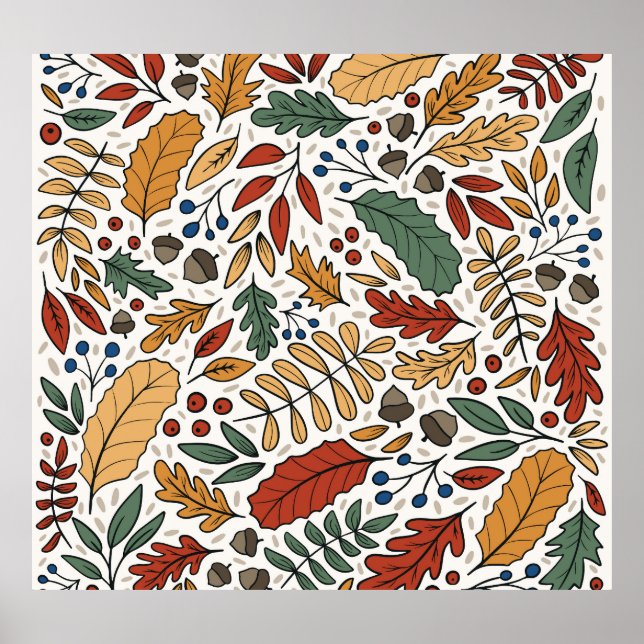 Farbige Leaf-Quadrat-Gestaltung im Herbst Poster (Vorne)