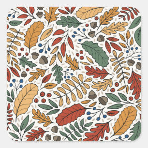 Farbige Leaf-Quadrat-Gestaltung im Herbst Quadratischer Aufkleber