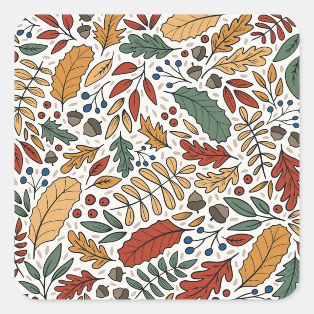 Farbige Leaf-Quadrat-Gestaltung im Herbst Quadratischer Aufkleber (Vorderseite)