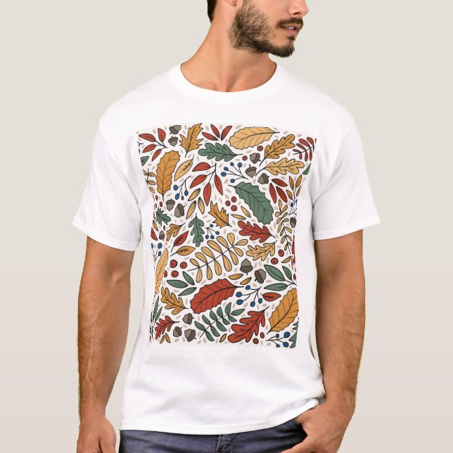 Farbige Leaf-Quadrat-Gestaltung im Herbst T-Shirt (Vorderseite)