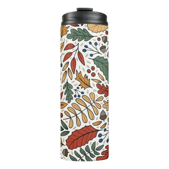 Farbige Leaf-Quadrat-Gestaltung im Herbst Thermosbecher (Vorderseite)