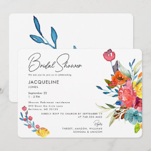 Farbige Lebendige Frühlings-Blumen-Hochzeitsdusche Einladung