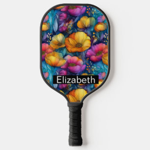 Farbige Lebendige Mohnblume Personalisiert Pickleball Schläger