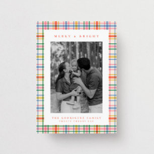 Farbige, lebendige Plaid-Familienfoto-Weihnachtska Feiertagskarte