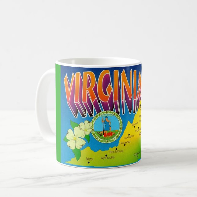 Farbige lebendige Virginia-Karten-Tasse Kaffeetasse (Vorderseite Links)