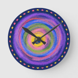 Farbige lebendige zentrierende Kreise Wasserfarbe  Runde Wanduhr