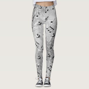 farbige Leggings elegante Noten Muster glänzend Tr