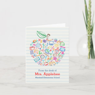 Farbige Lehrer Apple Note Card Vertikal Karte