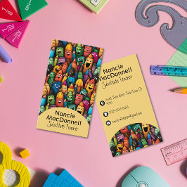 Farbige Lehrerin Bildung Cartoon Pen Muster Visitenkarte