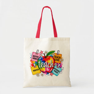 Farbige Lehrerin Regenbogen Apfel Lehrer-Tasche Tragetasche