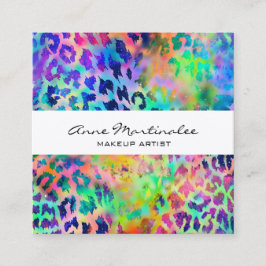 Farbige Leopard Print Square Business Card Quadratische Visitenkarte