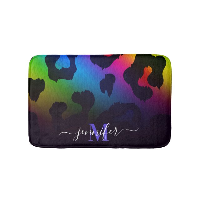 Farbige Leopardendrucke Badematte (Vorderseite)