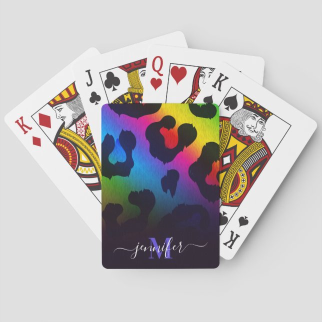 Farbige Leopardendrucke Spielkarten (Rückseite)
