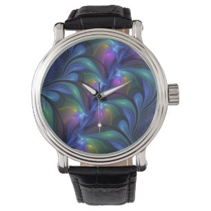 Farbige Leuchtende Abstrakte Blaue Rosa Grüne Frak Armbanduhr
