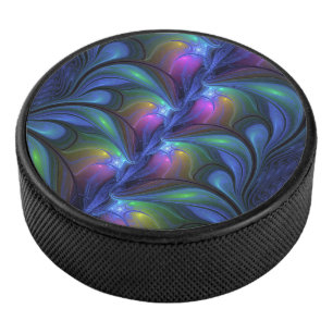 Farbige Leuchtende Abstrakte Blaue Rosa Grüne Frak Eishockey Puck