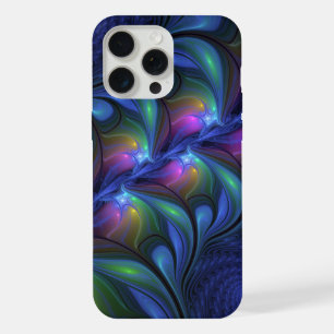 Farbige Leuchtende Abstrakte Blaue Rosa Grüne Frak iPhone 15 Pro Max Hülle