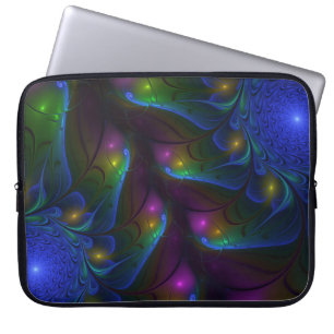 Farbige Leuchtende Abstrakte Moderne Fraktal-Kunst Laptopschutzhülle