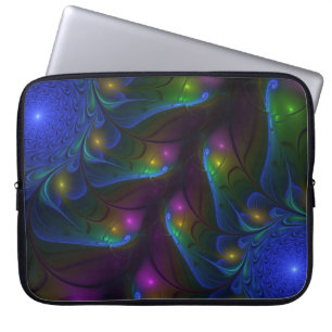 Farbige Leuchtende Abstrakte Moderne Fraktal-Kunst Laptopschutzhülle