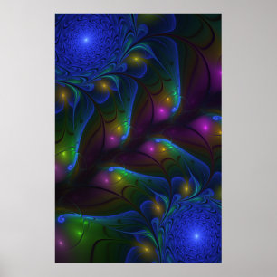 Farbige Leuchtende Abstrakte Moderne Trippy-Frakta Poster